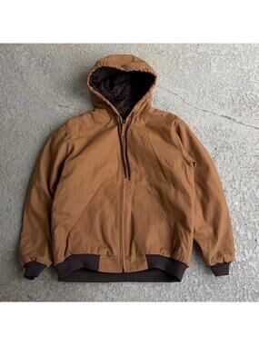 Blue Mountain Brown Solid Hooded Zip Bomber Coat Jacket Outerwear Large L